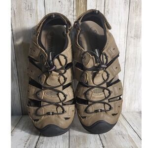 Magellan Outdoors Mens Fisherman Sandals Closed Toe Water Shoes Beige Black 9D